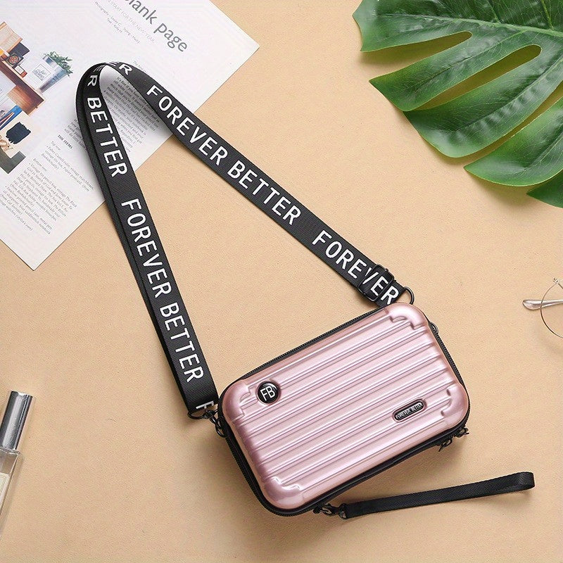 Stylish Suitcase Design Shoulder Bag - All-Match Zipper Coin Purse Crossbody