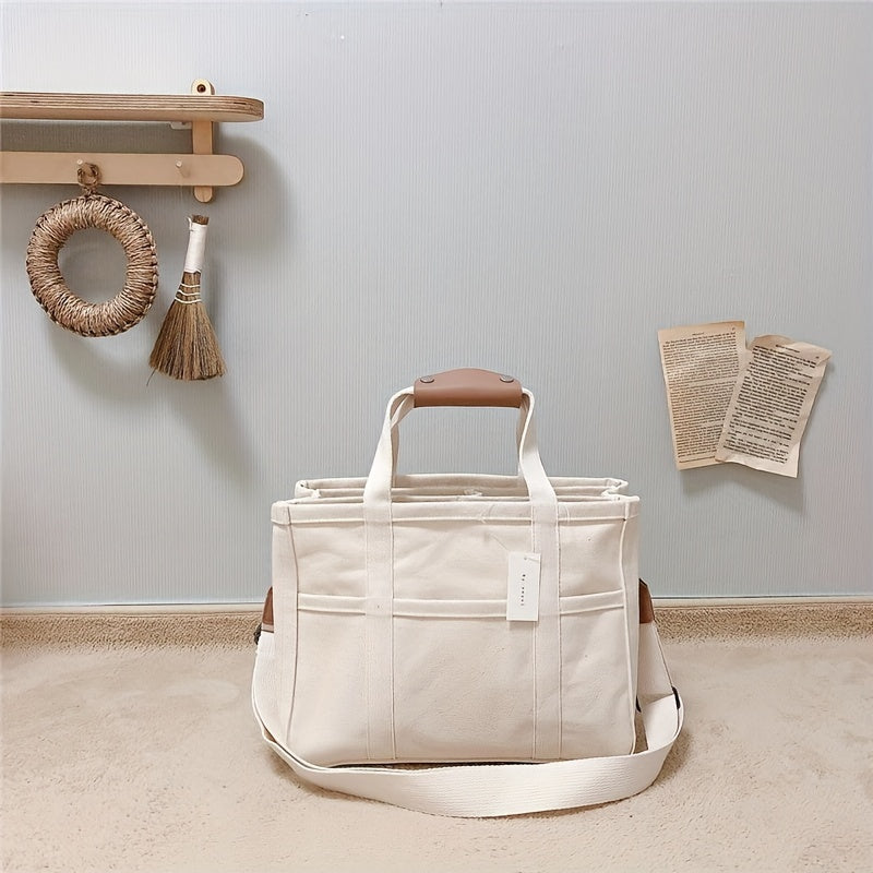 Canvas Tote Bag with Separations - Durable Lightweight Practical Commuter Mommy Bag