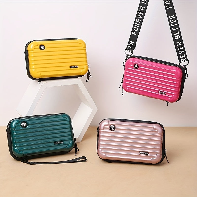 Stylish Suitcase Design Shoulder Bag - All-Match Zipper Coin Purse Crossbody