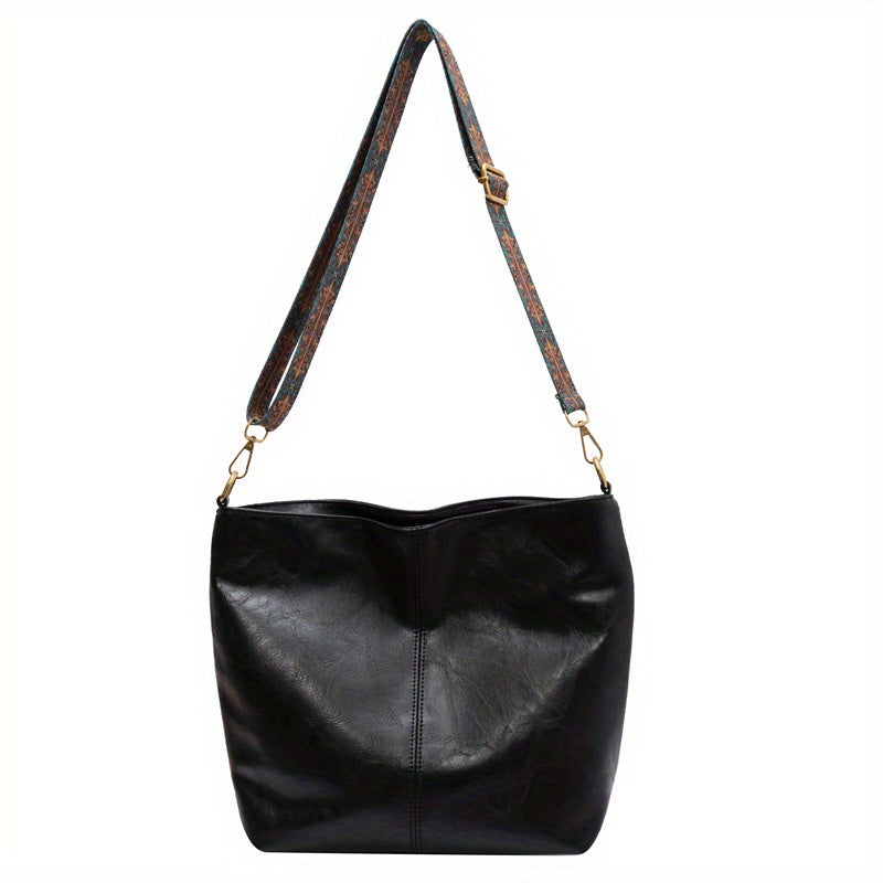 Retro Style Crossbody Bag - Fashion Large Capacity Geometric Strap Hobo for Women