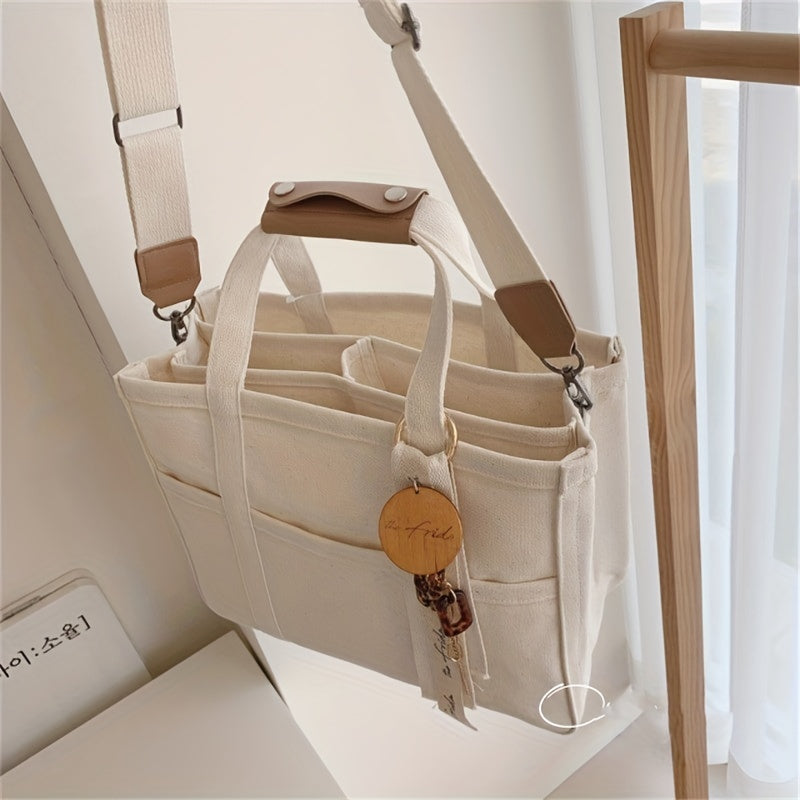 Canvas Tote Bag with Separations - Durable Lightweight Practical Commuter Mommy Bag